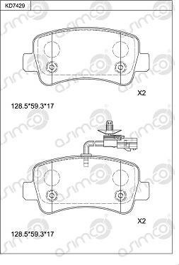 Asimco KD7429 - Тормозные колодки, дисковые, комплект autodnr.net