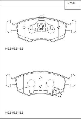 Asimco KD7433 - Тормозные колодки, дисковые, комплект avtokuzovplus.com.ua