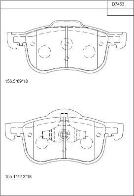 Asimco KD7453 - Гальмівні колодки, дискові гальма autocars.com.ua