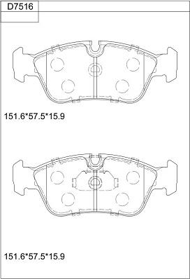 Asimco KD7516 - Тормозные колодки, дисковые, комплект avtokuzovplus.com.ua