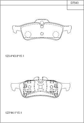 Asimco KD7543 - Тормозные колодки, дисковые, комплект avtokuzovplus.com.ua