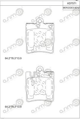 Asimco KD7571 - Тормозные колодки, дисковые, комплект avtokuzovplus.com.ua