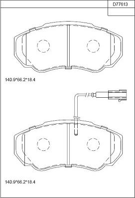 Asimco KD77613 - Тормозные колодки, дисковые, комплект avtokuzovplus.com.ua