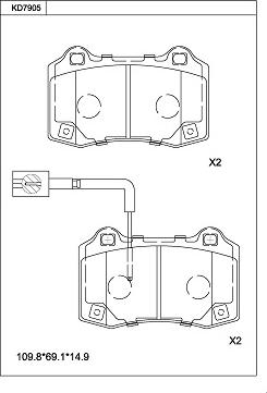 Asimco KD7905 - Тормозные колодки, дисковые, комплект avtokuzovplus.com.ua