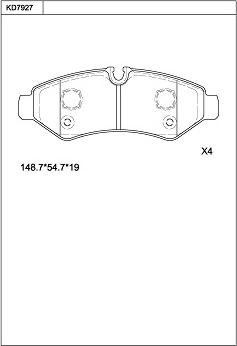 Asimco KD7927 - Тормозные колодки, дисковые, комплект avtokuzovplus.com.ua