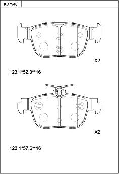 Asimco KD7948 - Тормозные колодки, дисковые, комплект avtokuzovplus.com.ua