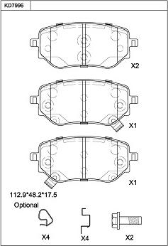 Asimco KD7996 - Тормозные колодки, дисковые, комплект autodnr.net