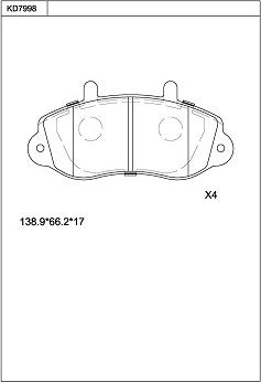 Asimco KD7998 - Тормозные колодки, дисковые, комплект avtokuzovplus.com.ua