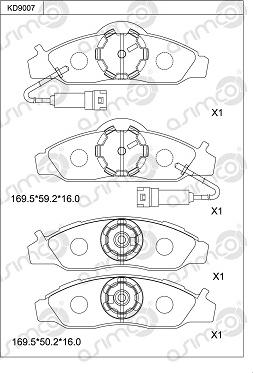 Asimco KD9007 - Гальмівні колодки, дискові гальма autocars.com.ua