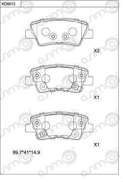 Asimco KD9012 - Гальмівні колодки, дискові гальма autocars.com.ua