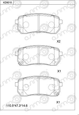 Asimco KD9015 - Тормозные колодки, дисковые, комплект avtokuzovplus.com.ua