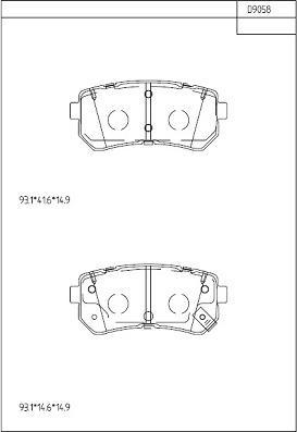 Asimco KD9058 - Тормозные колодки, дисковые, комплект avtokuzovplus.com.ua