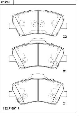 Asimco KD9091 - Тормозные колодки, дисковые, комплект autodnr.net