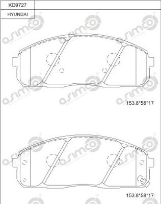 Asimco KD9727 - Тормозные колодки, дисковые, комплект avtokuzovplus.com.ua