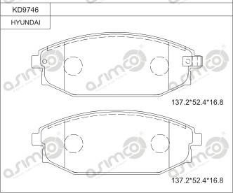 Asimco KD9746 - Тормозные колодки, дисковые, комплект avtokuzovplus.com.ua