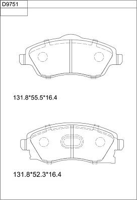 Asimco KD9751 - Тормозные колодки, дисковые, комплект avtokuzovplus.com.ua