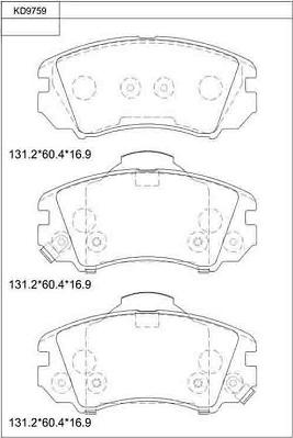 Asimco KD9759 - Тормозные колодки, дисковые, комплект autodnr.net