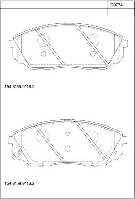 Asimco KD9774 - Тормозные колодки, дисковые, комплект avtokuzovplus.com.ua