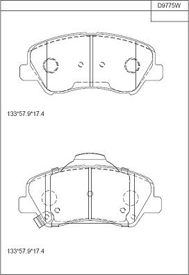 Asimco KD9775W - Тормозные колодки, дисковые, комплект avtokuzovplus.com.ua