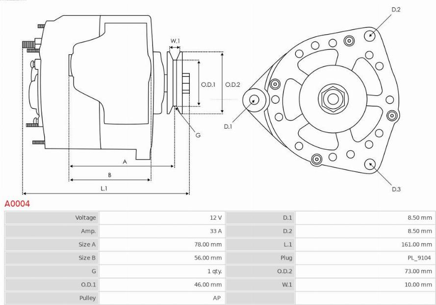 AS-PL A0004 - Генератор avtokuzovplus.com.ua