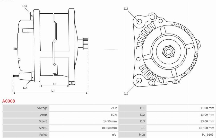 AS-PL A0008 - Генератор autocars.com.ua