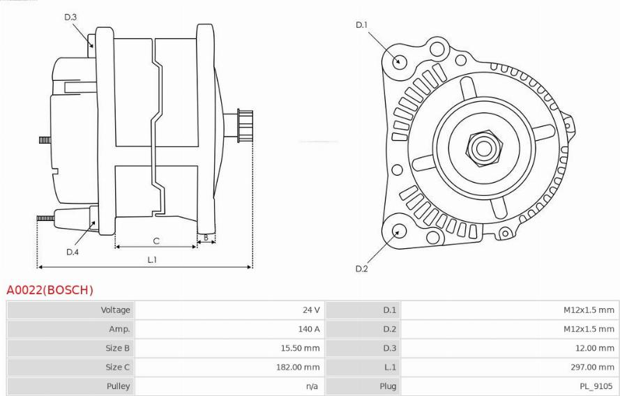 AS-PL A0022(BOSCH) - Генератор autocars.com.ua