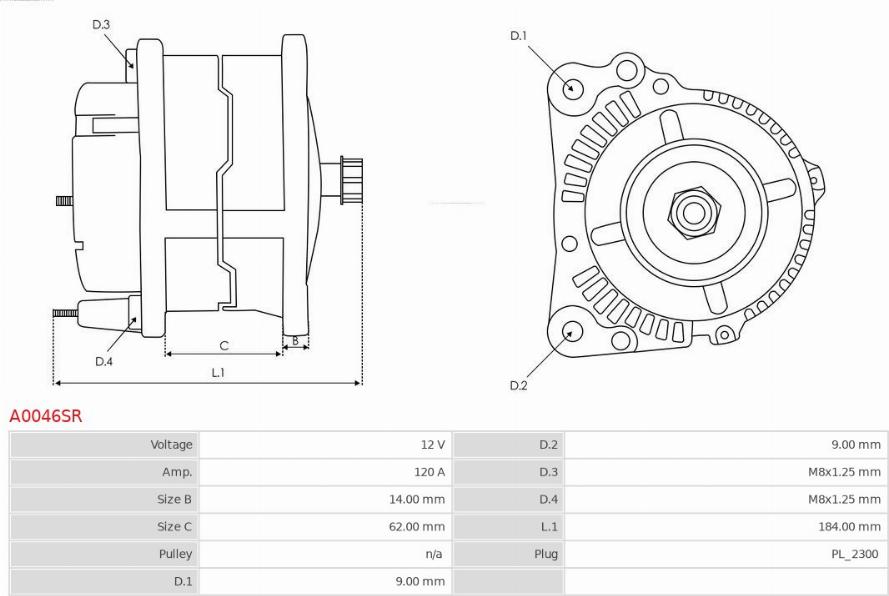 AS-PL A0046SR - Генератор autocars.com.ua