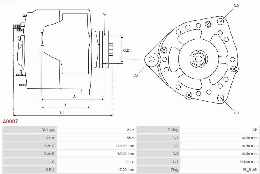 AS-PL A0087 - Генератор autocars.com.ua