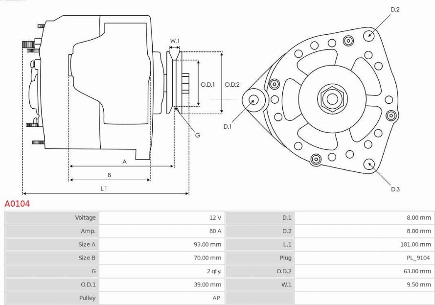 AS-PL A0104 - Генератор avtokuzovplus.com.ua