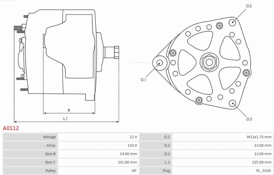 AS-PL A0112 - Генератор autocars.com.ua