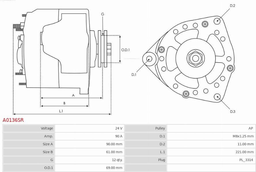 AS-PL A0136SR - Генератор autocars.com.ua