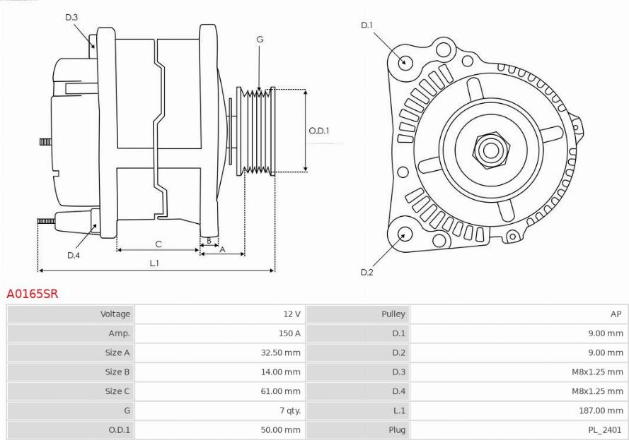 AS-PL A0165SR - Генератор avtokuzovplus.com.ua