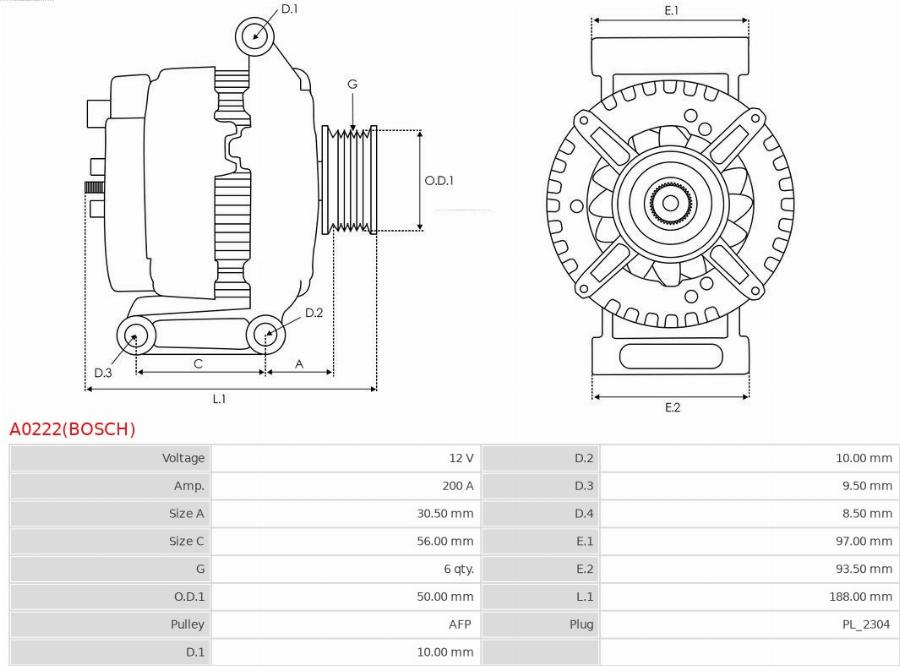 AS-PL A0222(BOSCH) - Генератор avtokuzovplus.com.ua