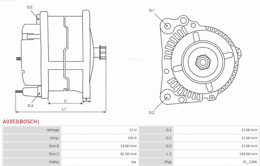 AS-PL A0353(BOSCH) - Генератор avtokuzovplus.com.ua