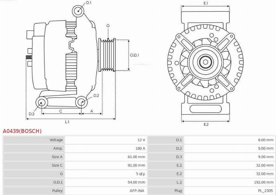 AS-PL A0439(BOSCH) - Генератор autocars.com.ua