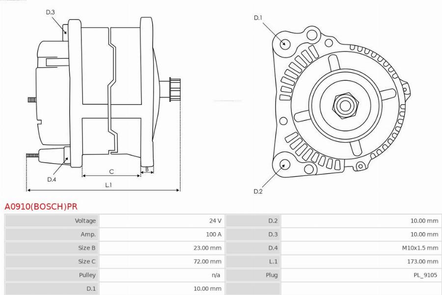 AS-PL A0910(BOSCH)PR - Генератор autodnr.net