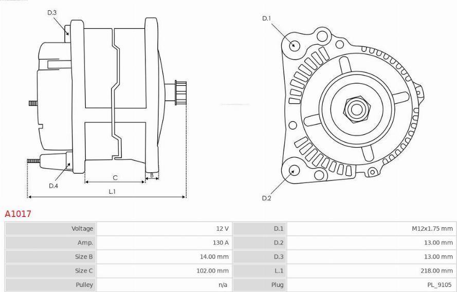 AS-PL A1017 - Генератор autocars.com.ua