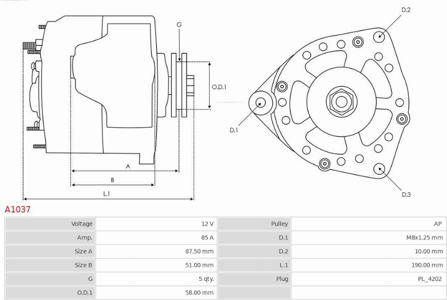 AS-PL A1037 - Генератор avtokuzovplus.com.ua