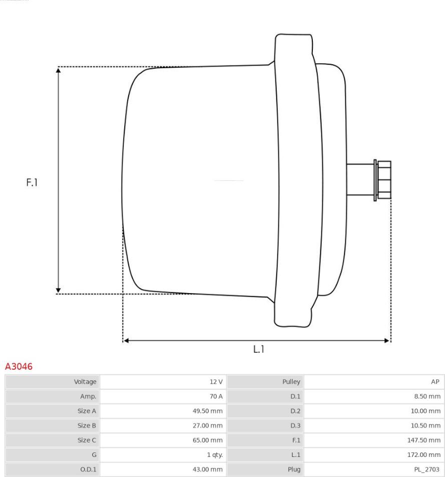 AS-PL A3046 - Генератор autocars.com.ua