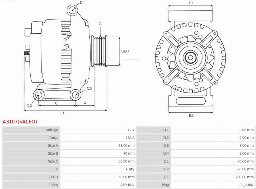 AS-PL A3107(VALEO) - Генератор avtokuzovplus.com.ua