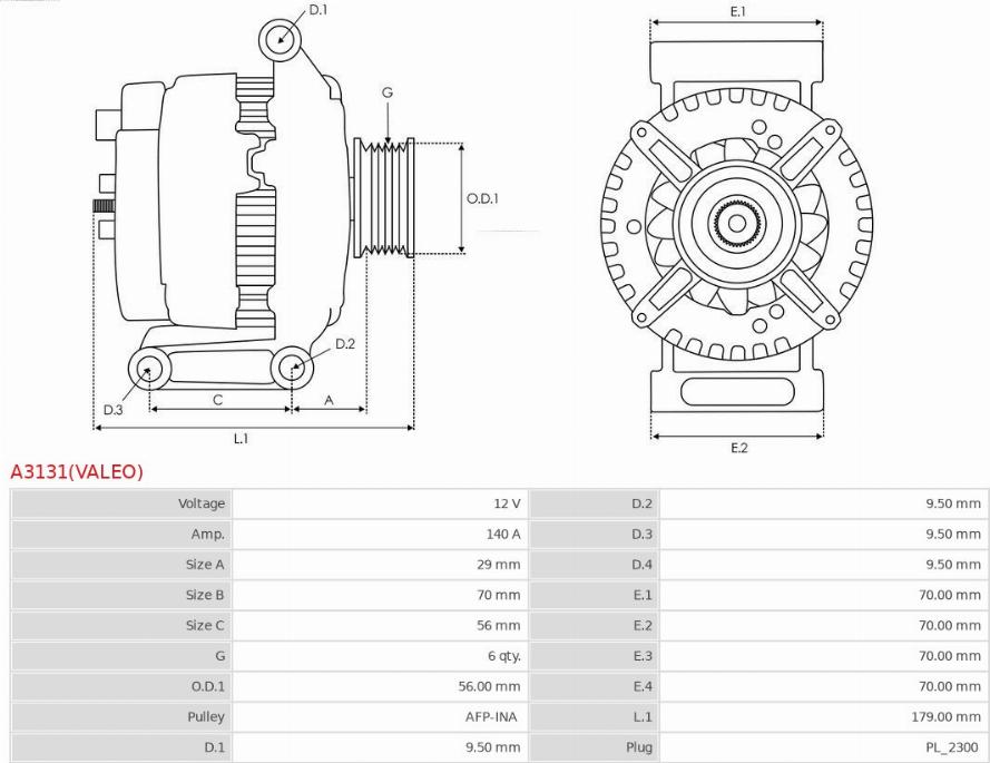 AS-PL A3131(VALEO) - Генератор avtokuzovplus.com.ua