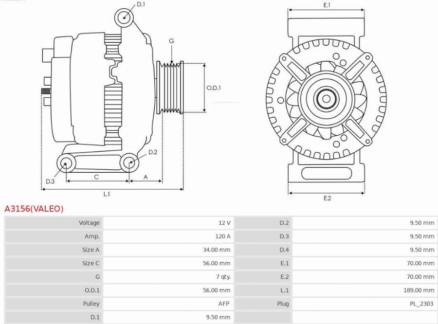 AS-PL A3156(VALEO) - Генератор avtokuzovplus.com.ua