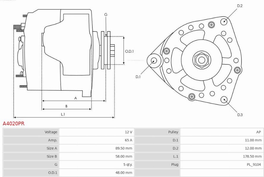 AS-PL A4020PR - Генератор avtokuzovplus.com.ua