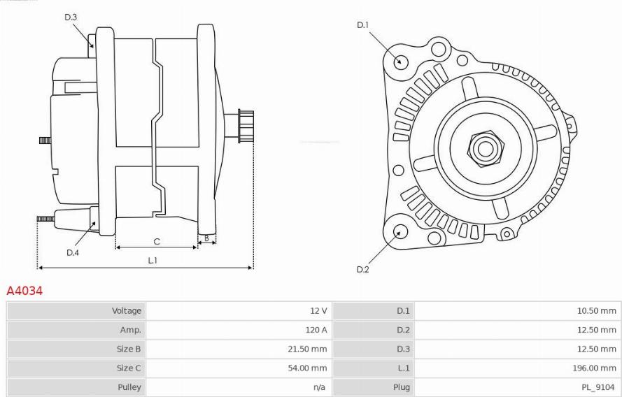 AS-PL A4034 - Генератор avtokuzovplus.com.ua