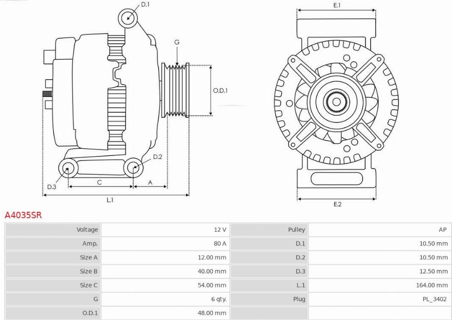 AS-PL A4035SR - Генератор avtokuzovplus.com.ua