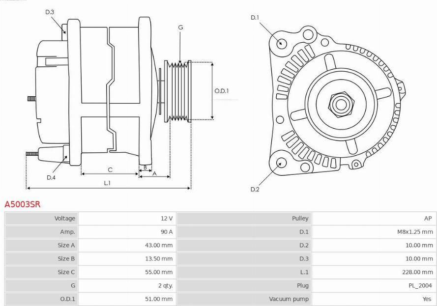 AS-PL A5003SR - Генератор avtokuzovplus.com.ua