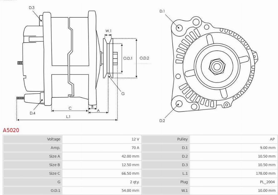 AS-PL A5020 - Генератор avtokuzovplus.com.ua