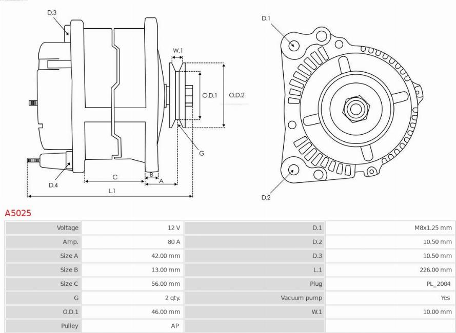 AS-PL A5025 - Генератор avtokuzovplus.com.ua