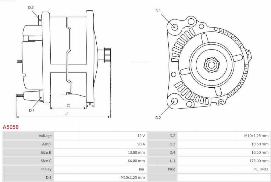 AS-PL A5058 - Генератор avtokuzovplus.com.ua