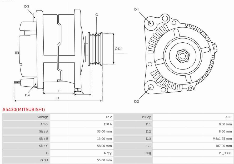 AS-PL A5430(MITSUBISHI) - Генератор avtokuzovplus.com.ua